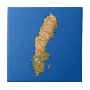 Cerâmica Azulejo de Mapa de Suecia