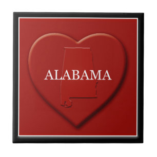 Cerâmica Azulejo de Mapa do Coração do Alabama