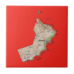 Cerâmica Azulejo de Mapa Omã