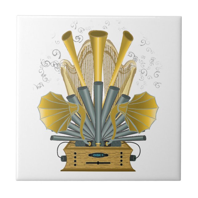 Cerâmica Azulejo de Máquina de Música (Frente)