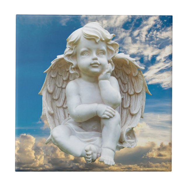 Cerâmica Azulejo de mármore bonito do anjo do bebê (Frente)