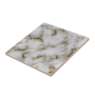 Cerâmica Azulejo de mármore branco & Dourado