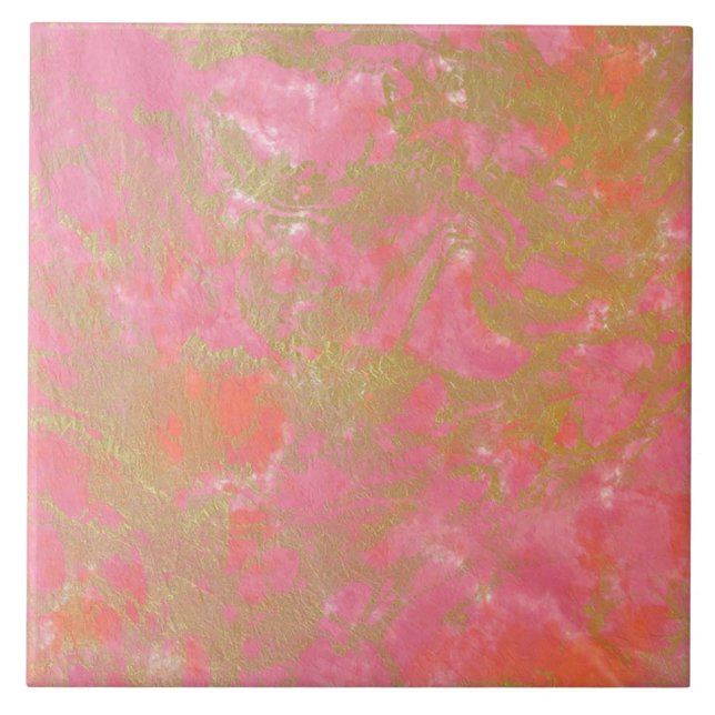 Cerâmica Azulejo de mármore Dourado, Rosa Simples e Moderno (Frente)