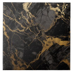 Cerâmica Azulejo de mármore Dourado, sofisticado, preto