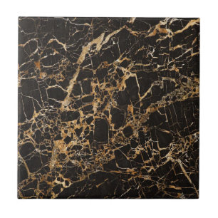 Cerâmica Azulejo de mármore preto e Dourado