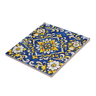 Cerâmica Azulejo de Medalhão de Vaso de Cobalto