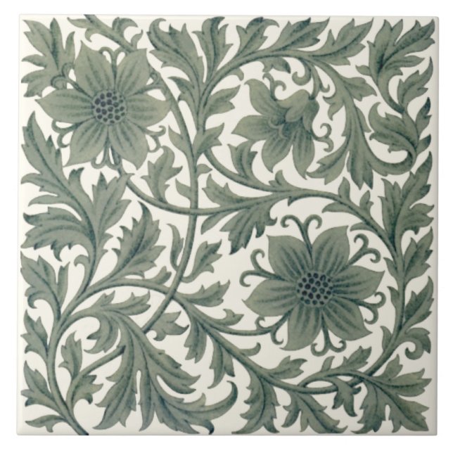 Cerâmica Azulejo de Minton Wm Morris na Cream (Frente)