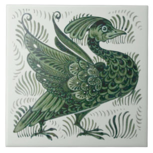 Cerâmica Azulejo De Morgan Green Bird Arts & Artesanatos (E