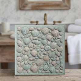 Cerâmica Azulejo de Mosaico de Conchas de Trompe L'oeil Vid