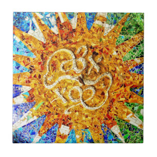 Cerâmica Azulejo de mosaicos de Guell do parque