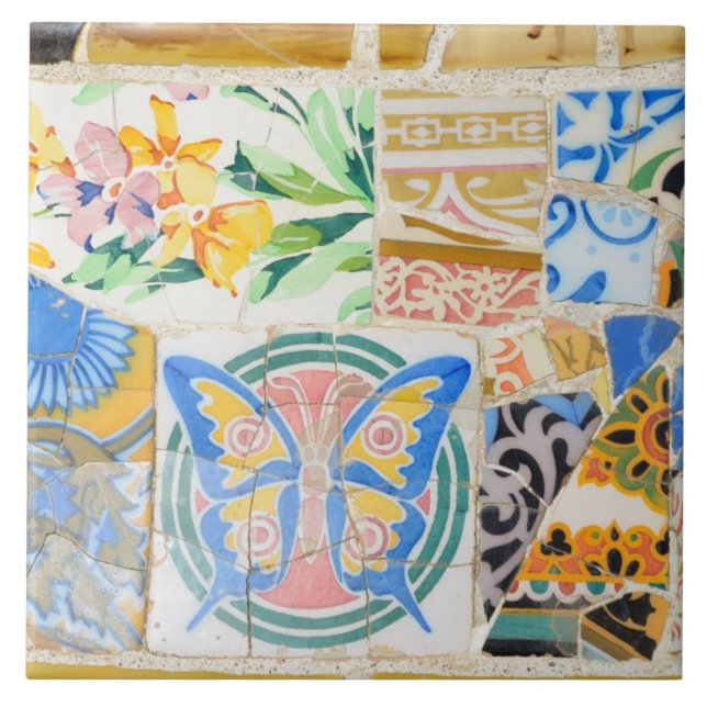 Cerâmica Azulejo de mosaicos de Guell do parque (Frente)