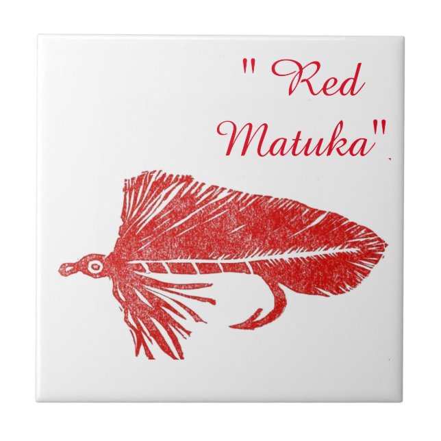 Cerâmica azulejo de mosca-da-truta "Red Matuka". (Frente)