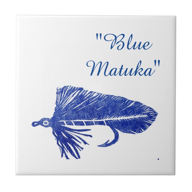 Cerâmica azulejo de mosca de truta "Matuka Azul". (Frente)