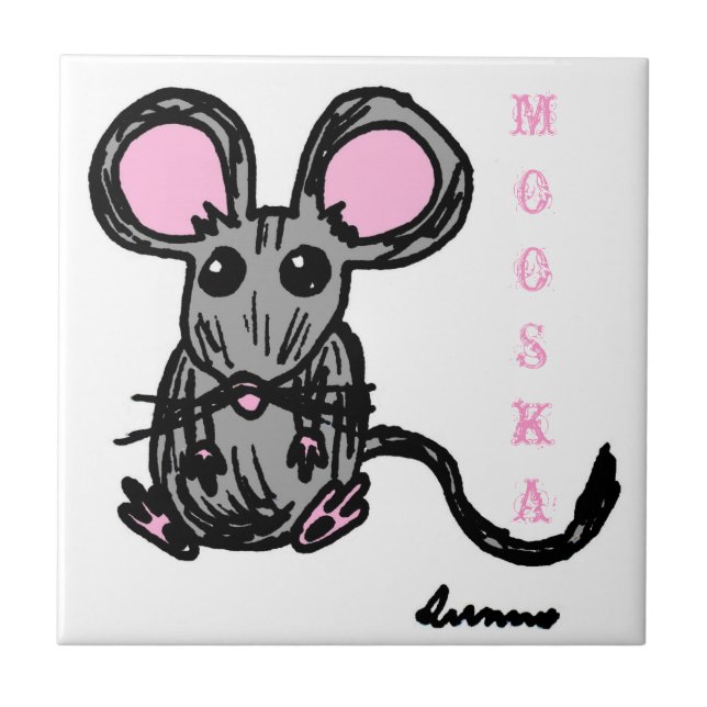 Cerâmica Azulejo de Mouse Cute Mooska (Frente)