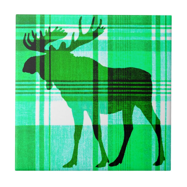 Cerâmica Azulejo de muro verde-xadrez russo (Frente)
