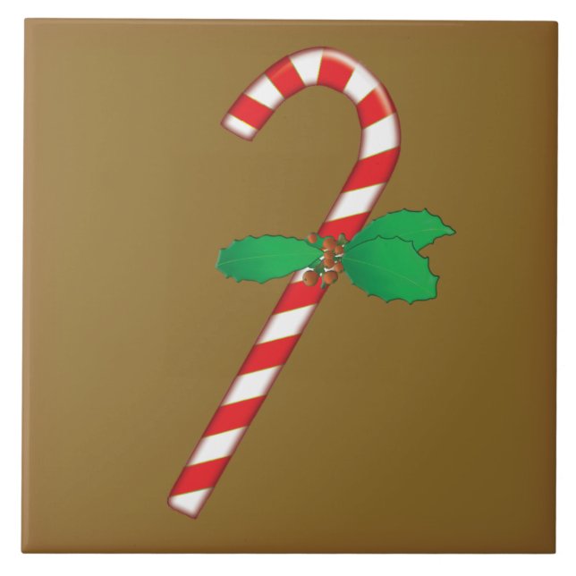 Cerâmica Azulejo de Natal Candy Cane (Frente)