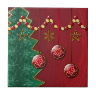 Cerâmica Azulejo de Natal Celebração Fractal