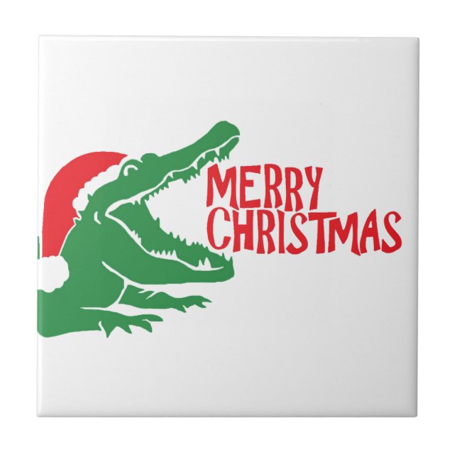 Cerâmica Azulejo de natal de Alligator (Frente)