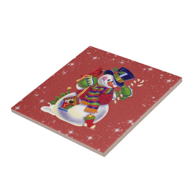 Cerâmica Azulejo de Natal Snowman (Lateral)