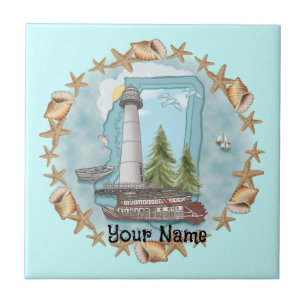 Cerâmica Azulejo de nome personalizado do Mississippi Shell