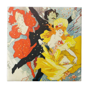 Cerâmica Azulejo de Nouveau da arte de Jules Cheret