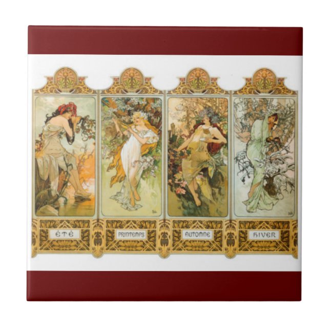 Cerâmica Azulejo de Nouveau Mucha da arte (Frente)