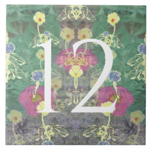 Cerâmica Azulejo de número da casa de flores selvagens