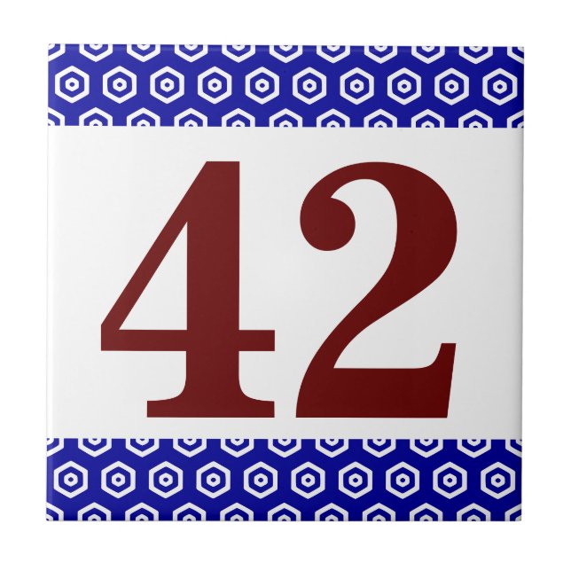 Cerâmica Azulejo de número. Fronteira hexagonal (Frente)