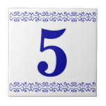 Cerâmica Azulejo de Número Vitoriano<br><div class="desc">Azulejo Vitoriano de Número - Azul em branco com borda de uma impressora</div>