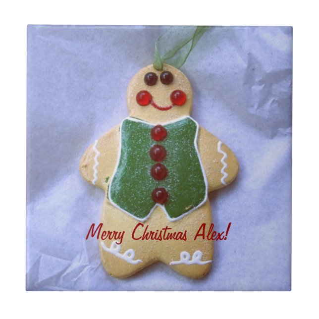 Cerâmica Azulejo de Ornamento de Cookie de Natal (Frente)
