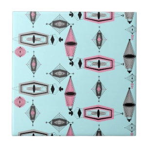 Cerâmica Azulejo de padrão atômico rosa e Cinza