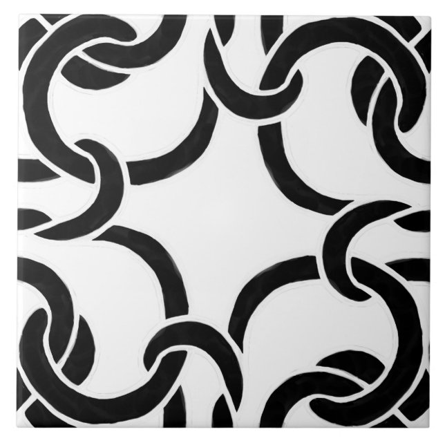 Cerâmica Azulejo de padrão branco e preto (Frente)