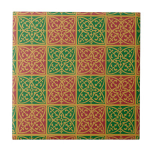 Cerâmica Azulejo de Padrão de Feriado Verde Vermelho