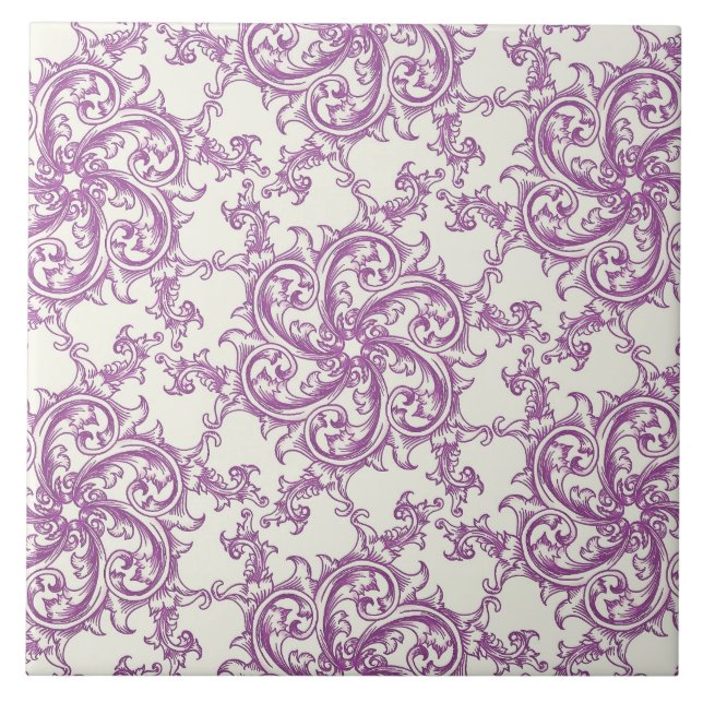 Cerâmica azulejo de padrão de flor medieval (Frente)