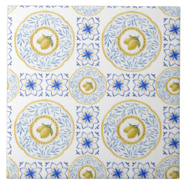 Cerâmica Azulejo de Padrão de Limão Italiano de Aquarela