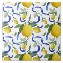 Cerâmica Azulejo de Padrão de Limão Italiano de Aquarela