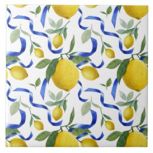 Cerâmica Azulejo de Padrão de Limão Italiano de Aquarela