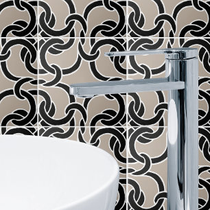 Cerâmica Azulejo De Padrão De Nó Celta Preto E Taupe