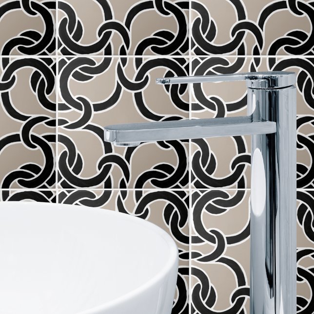 Cerâmica Azulejo De Padrão De Nó Celta Preto E Taupe (Criador carregado)