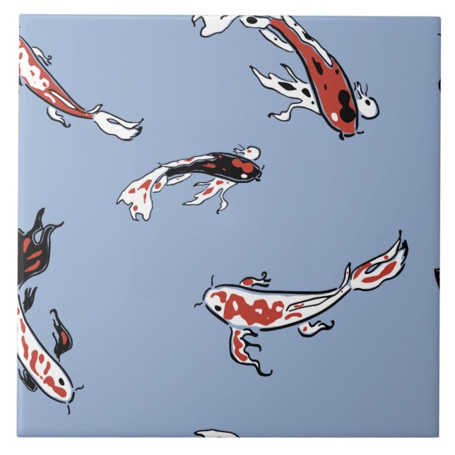 Cerâmica Azulejo de Padrão de Peixe Koi Carp (Frente)