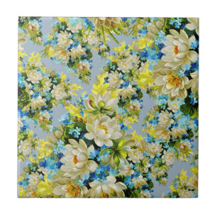 Cerâmica Azulejo de padrão floral amarelo vivo