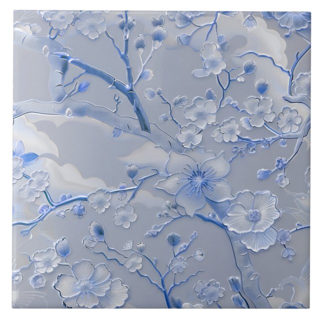 Cerâmica Azulejo de padrão floral azul de Cloisonne (Frente)