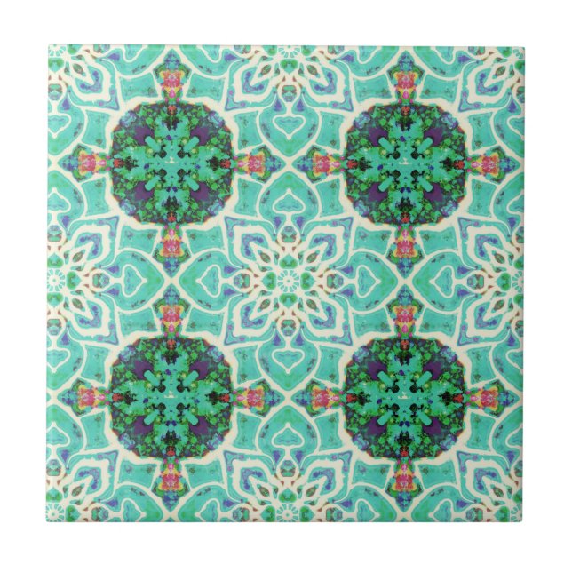 Cerâmica Azulejo de padrão Floral Verde (Frente)