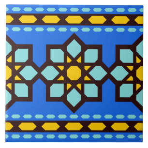 Cerâmica Azulejo de padrão geométrico islâmico azul