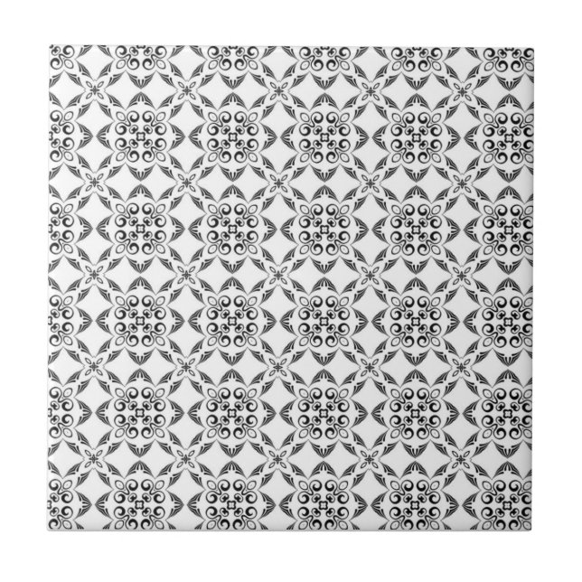 Cerâmica Azulejo de padrão preto e branco (Frente)