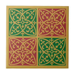 Cerâmica Azulejo de padrão Red Green Fleur de Lis
