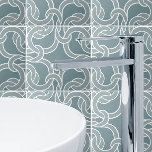 Cerâmica Azulejo de Padrão Sage Green White Celtic Knot Ine