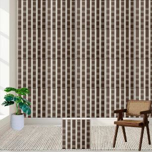 Cerâmica Azulejo de padrão verificado de Gingham castanho e