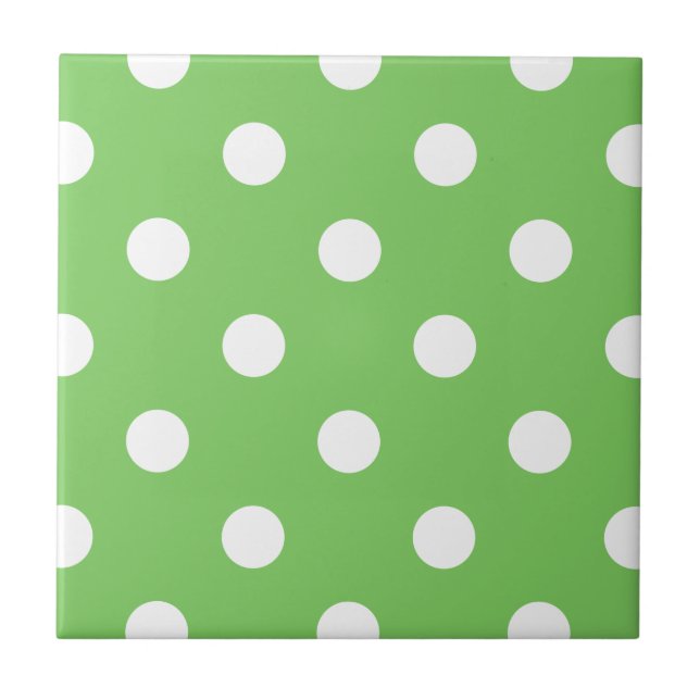 Cerâmica Azulejo de padrões de bolinhas verde e branco (Frente)