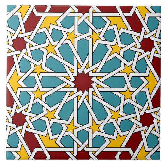 Cerâmica azulejo de padrões geométricos islâmicos (Frente)